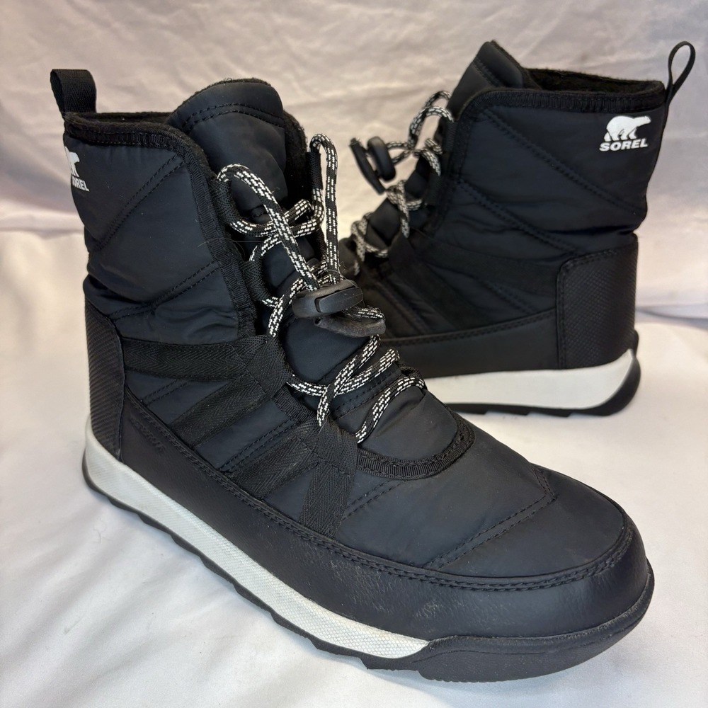 Sorel Whitney II Short Lace Waterproof Boots Women's US 6 Black Lace Up Outdoor